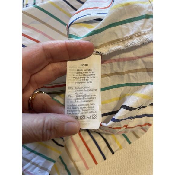 J Crew Happy Rainbow Striped Square Neck Poplin Cotton Top M - Picture 6 of 6
